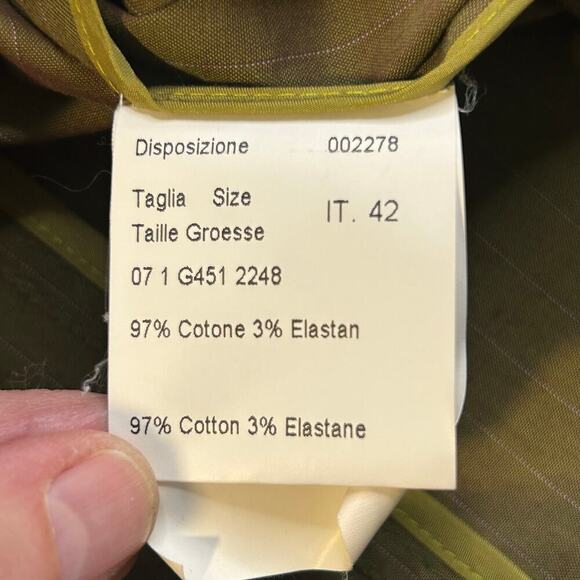 Piazza Sempione olive pinstripe long sleeve made in Italy blazer size 42/US 6 - Picture 8 of 8